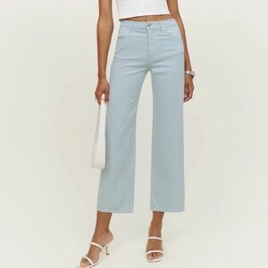 Light blue reformation cowboy jean high rise wide leg. Size 25